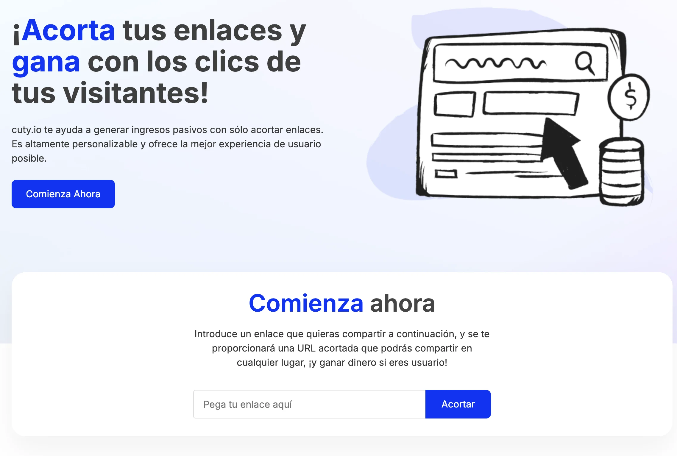 cuty.io el mejor acortador de enlaces para ganar dinero online