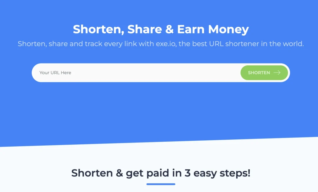 exe.io un excelente acortador de enlaces para ganar dinero en latam