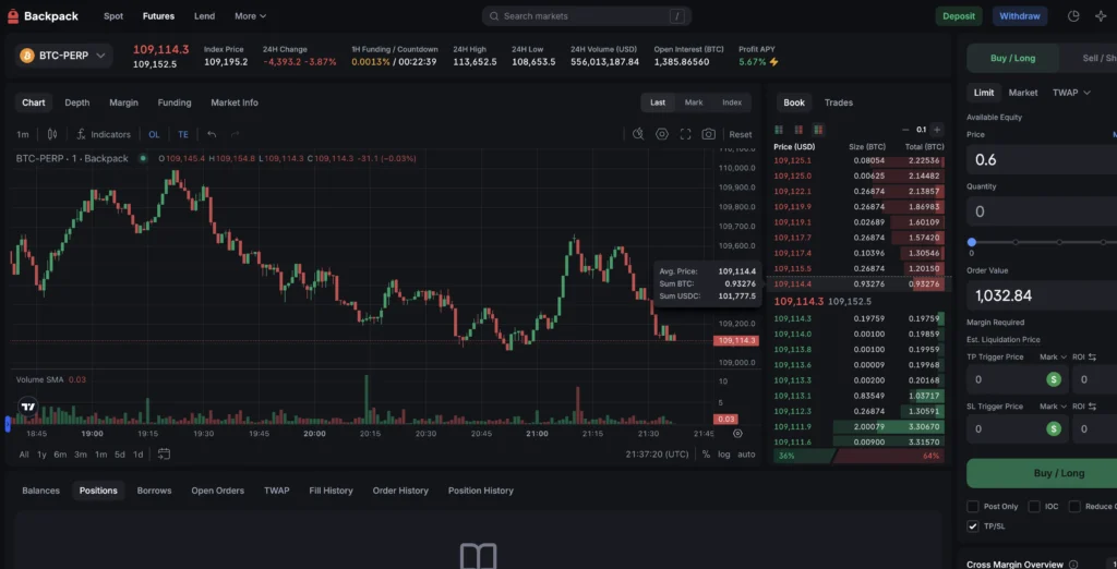 backpack el mejor exchange de perpetuos en la red de solana