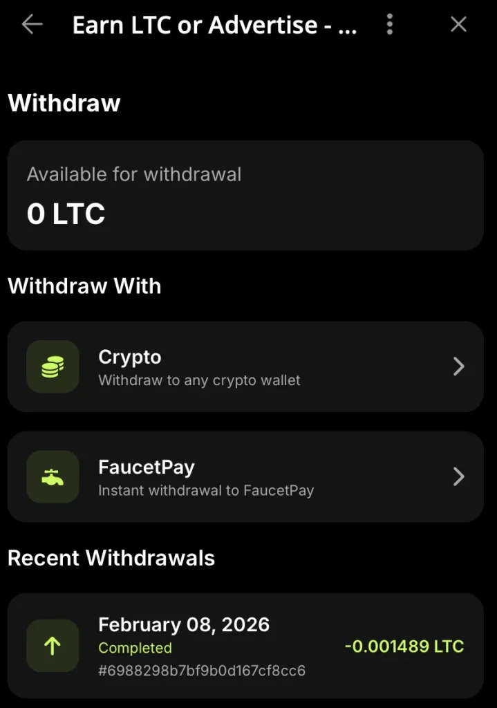 AdEasly prueba de pagos, el mejor bot de telegram para ganar litecoin gratis